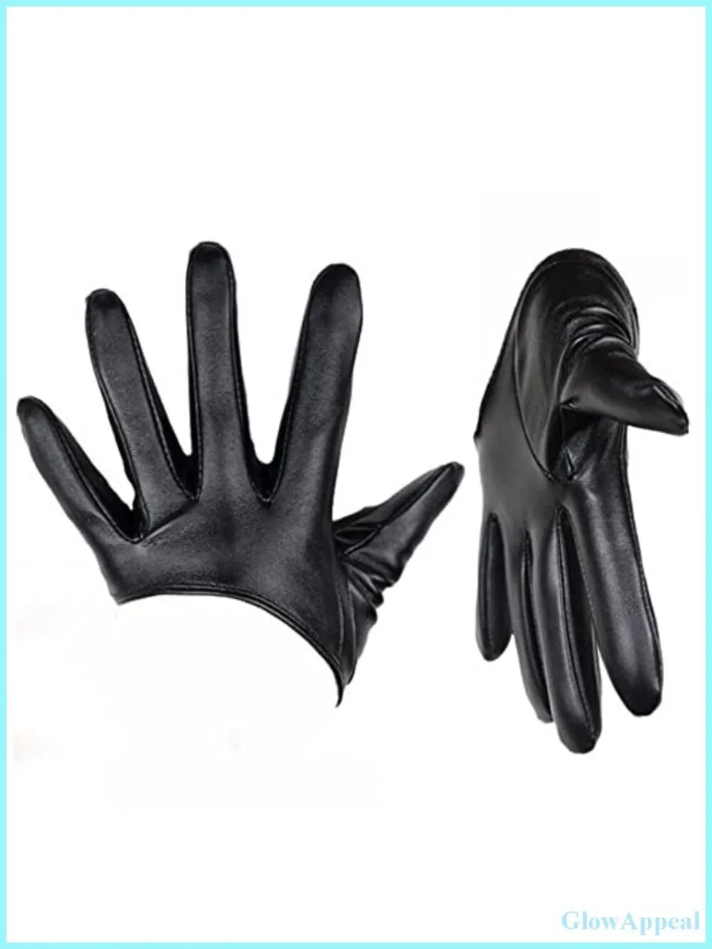 PU Leather Half Finger Gloves for Women, Five Finger Driving Dress Cosplay